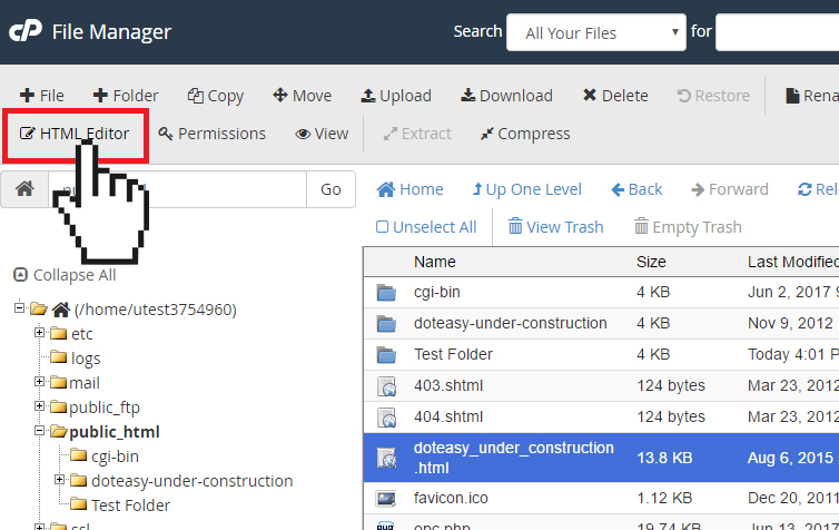 Cpanel File Manager Html Editor Doteasy Web Hosting