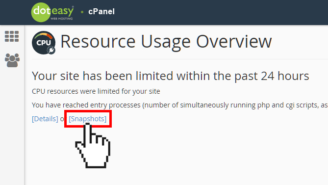 cPanel concurrent resource usages snapshot