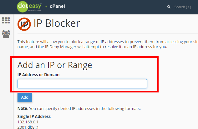 Blocking An Ip Address Or A Domain Name Doteasy Web Hosting