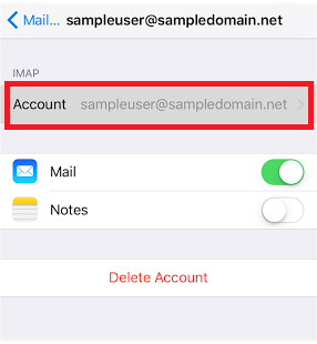 ios mail account settings
