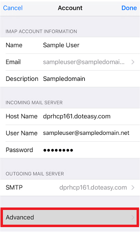 ios mail advanced settings
