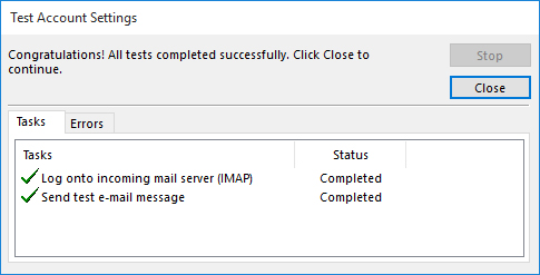 Outlook test complete