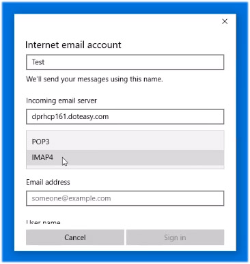 Accessing Your Domain Emails Using Windows 10 Built In Mail App Doteasy Web Hosting Canada Accessing Your Domain Emails Using Windows 10 Built In Mail App Doteasy Web Hosting Canada