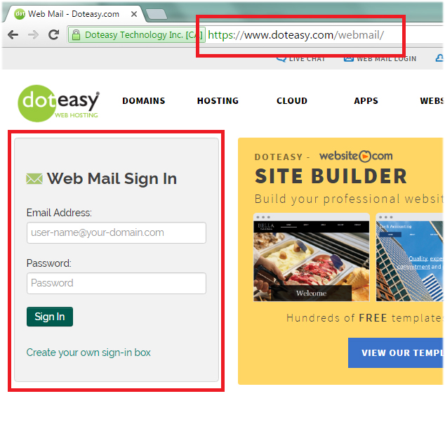 Logging into your domain email account via webmail