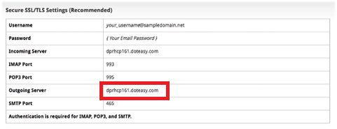 Doteasy outgoing mail server