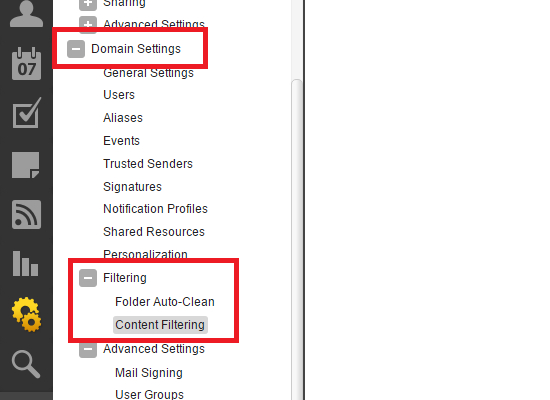 Smartermail domain level email filter