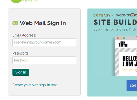 Doteasy webmail login page