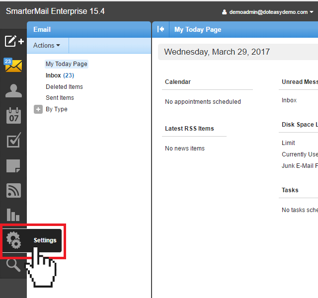 Smartermail settings