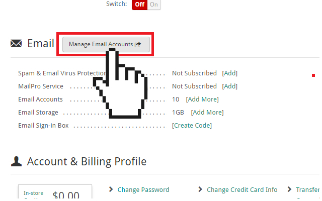 Doteasy manage email accounts