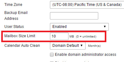 SmarterMail moilbox size limit