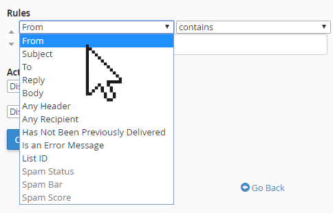 email filter rules