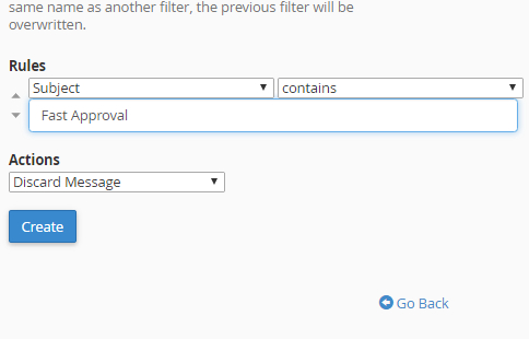 email filter based on email subjects