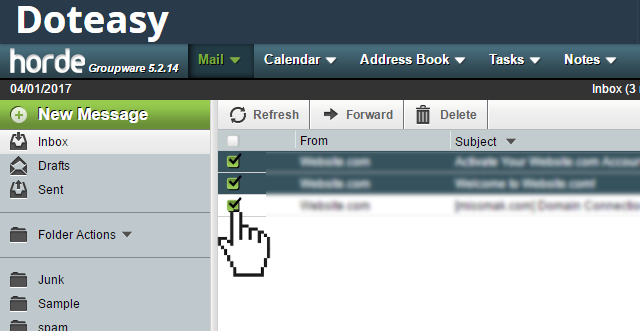 Horde selecting mails