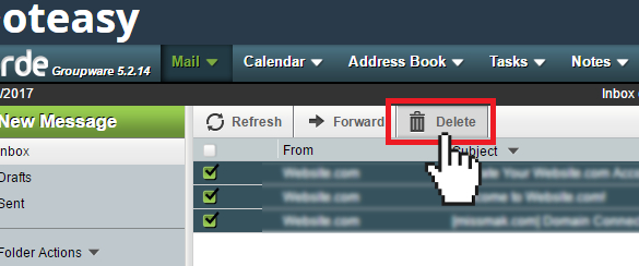 Horde delete selected mails
