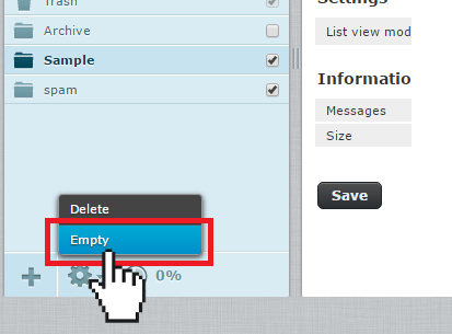 Roundcube empty folder
