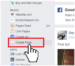 Facebook create a page