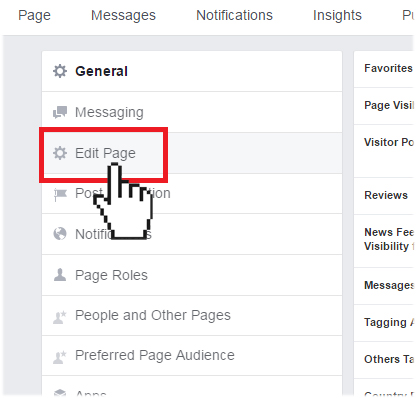 Facebook edit page settings