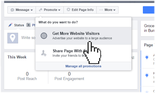 Facebook promote feature
