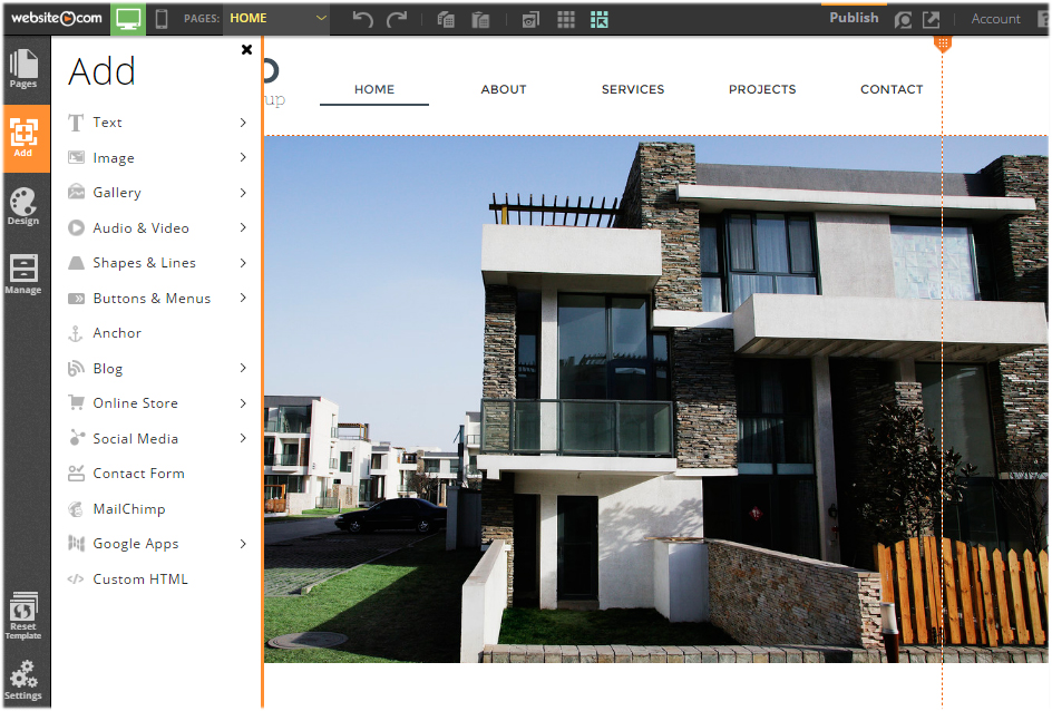 Website.com Interface